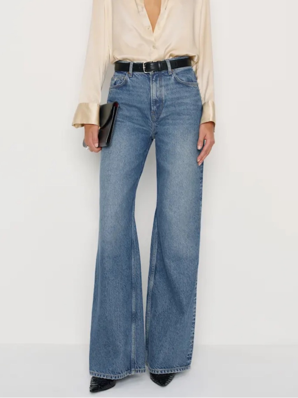 Reformation Cary High Rise Slouchy Wide Leg Jeans Size 28 Cotton Tencel Lyocell
